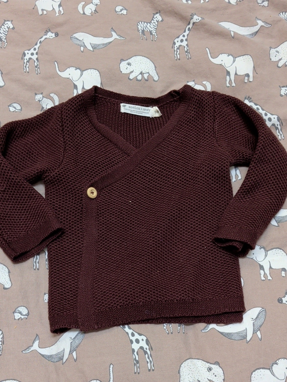 Monica & Andy Baby Knit Wrap Sweater - Deep Brown
